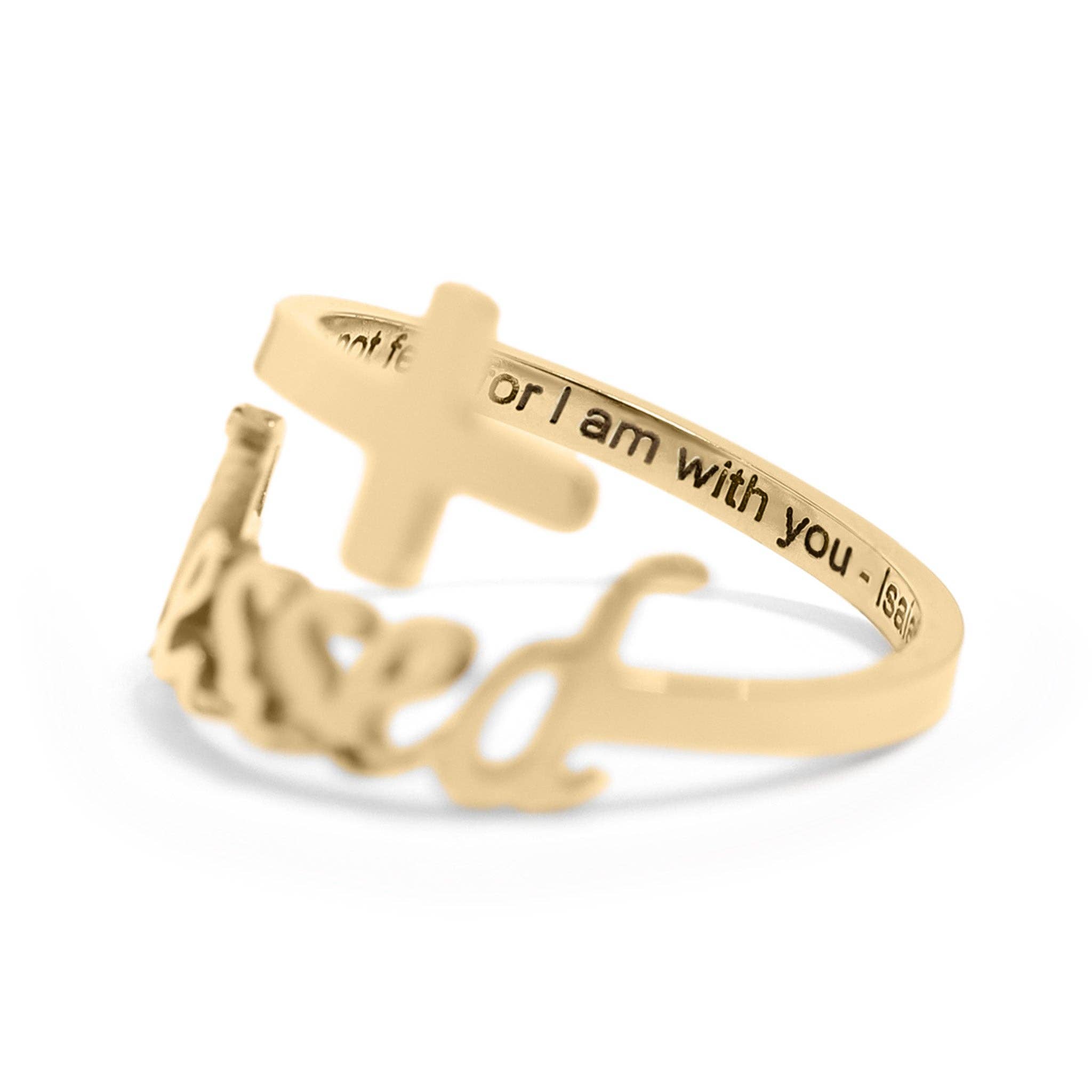 WJW - Wholesale Band/gestapelde ring - 18K Goud PVD Verstelbare "Blessed" Ring2