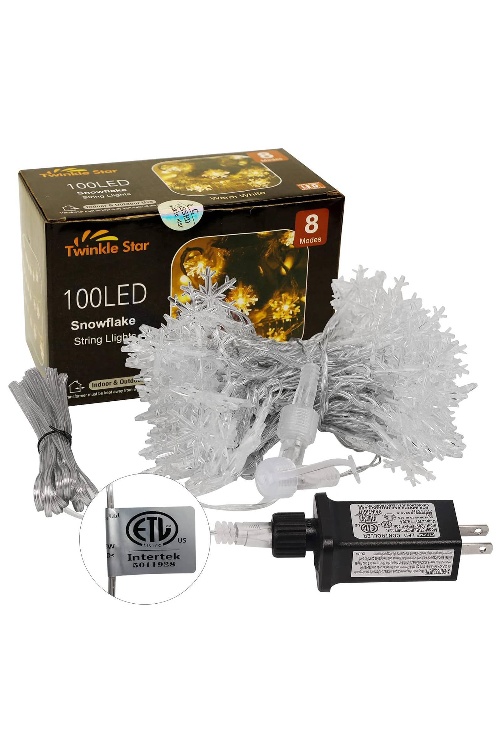 Snowflake Spangled Warm White Led String Lights for wholesale on Faire2