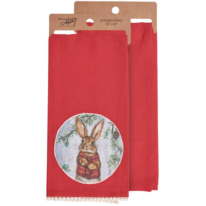 Winter Bunny Kitchen Towel for wholesale by Primitives by Kathy