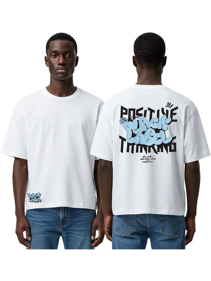 Camiseta Oversize "POSITIVE" de Etiqueta Negra para Hombre para venta al por mayor de Black Label x Raw
