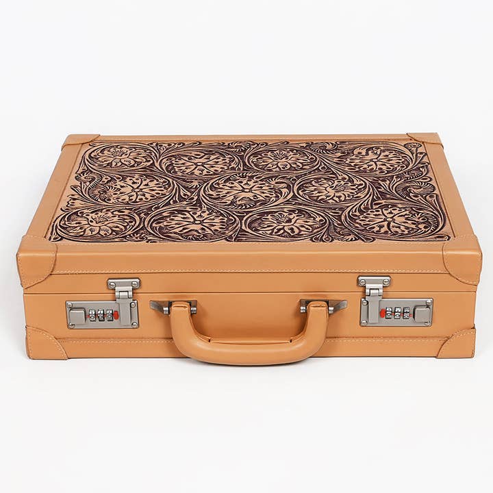 LS Western - Wholesale Jewellery box/organiser - ADBGZ882 Hand-Tooled Leather Jewelry Case with Combination Locks | American Darling3