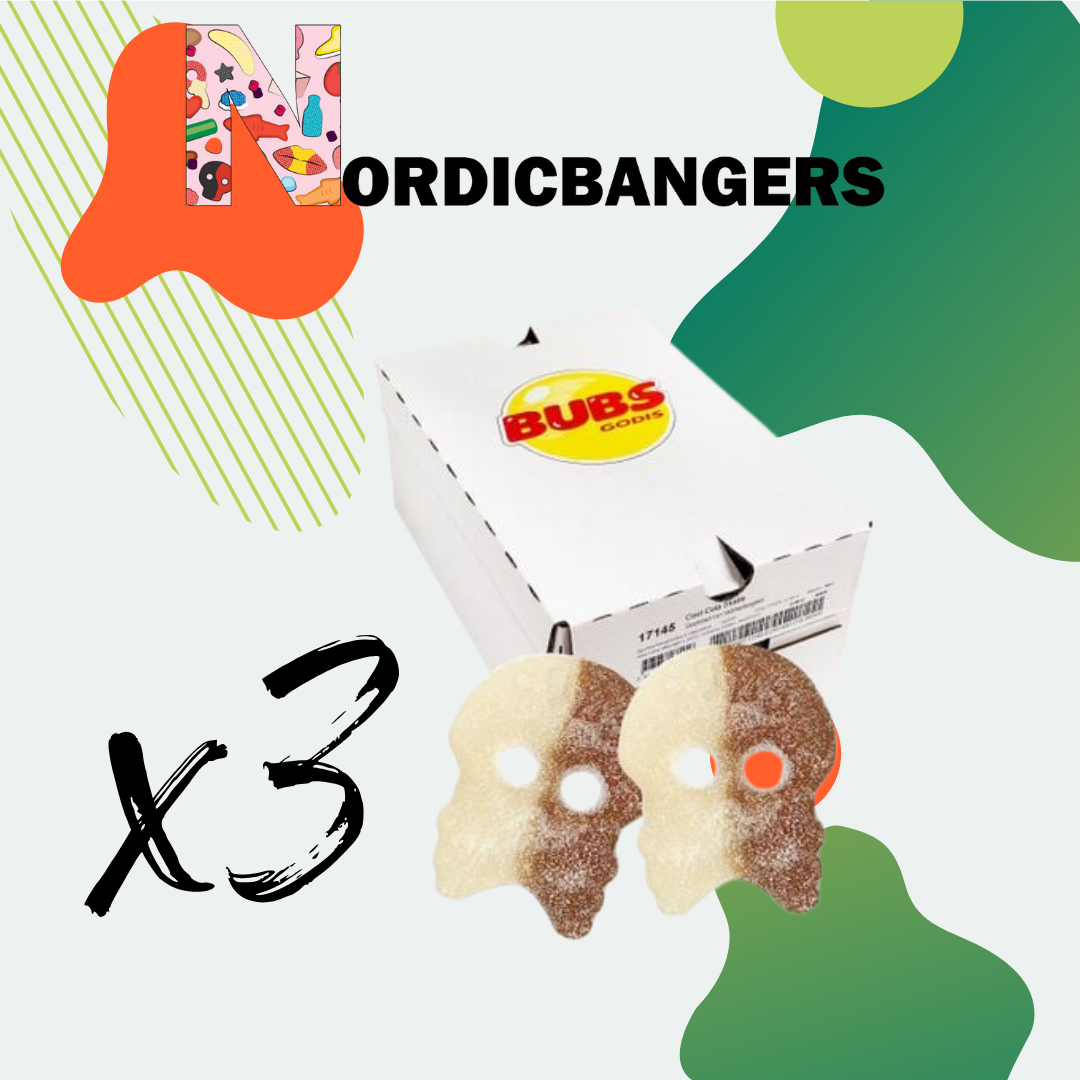 Nordicbangers - Swedish Candy Supply - Wholesale Gummy - Bubs Swedish Candy Cool Cola Skull bulk box 3kg1