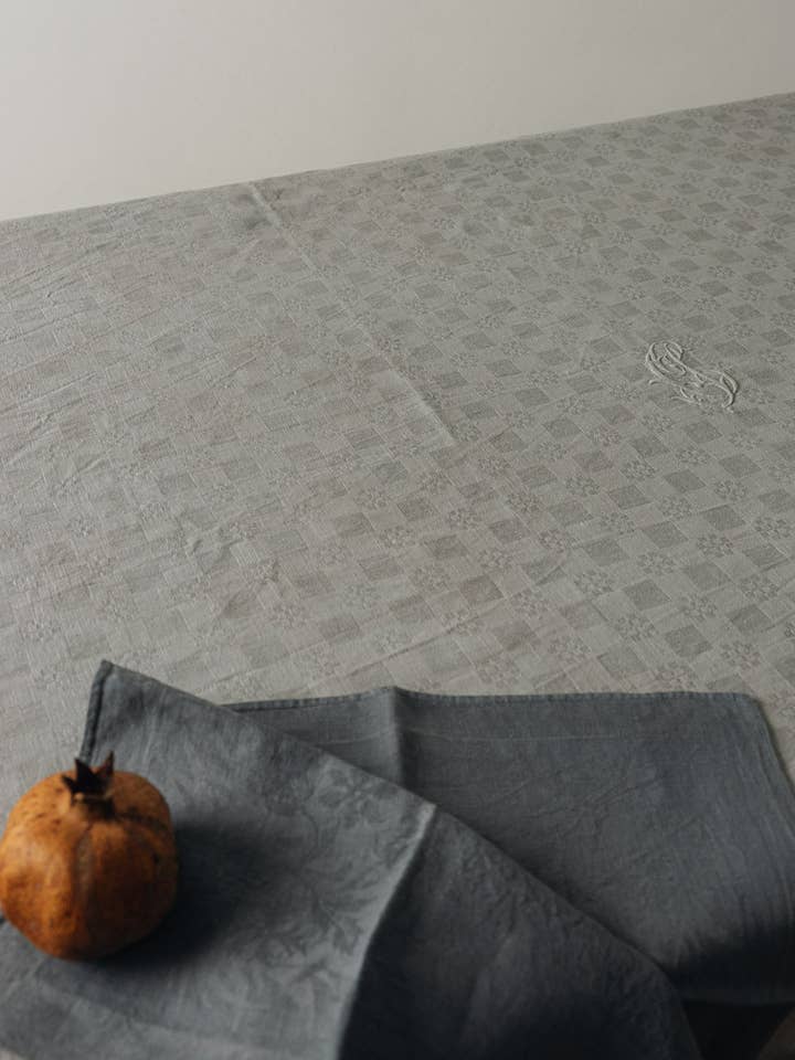 Old monogrammed tablecloth "CJ" - 150x230cm for wholesale by Maison Masarin
