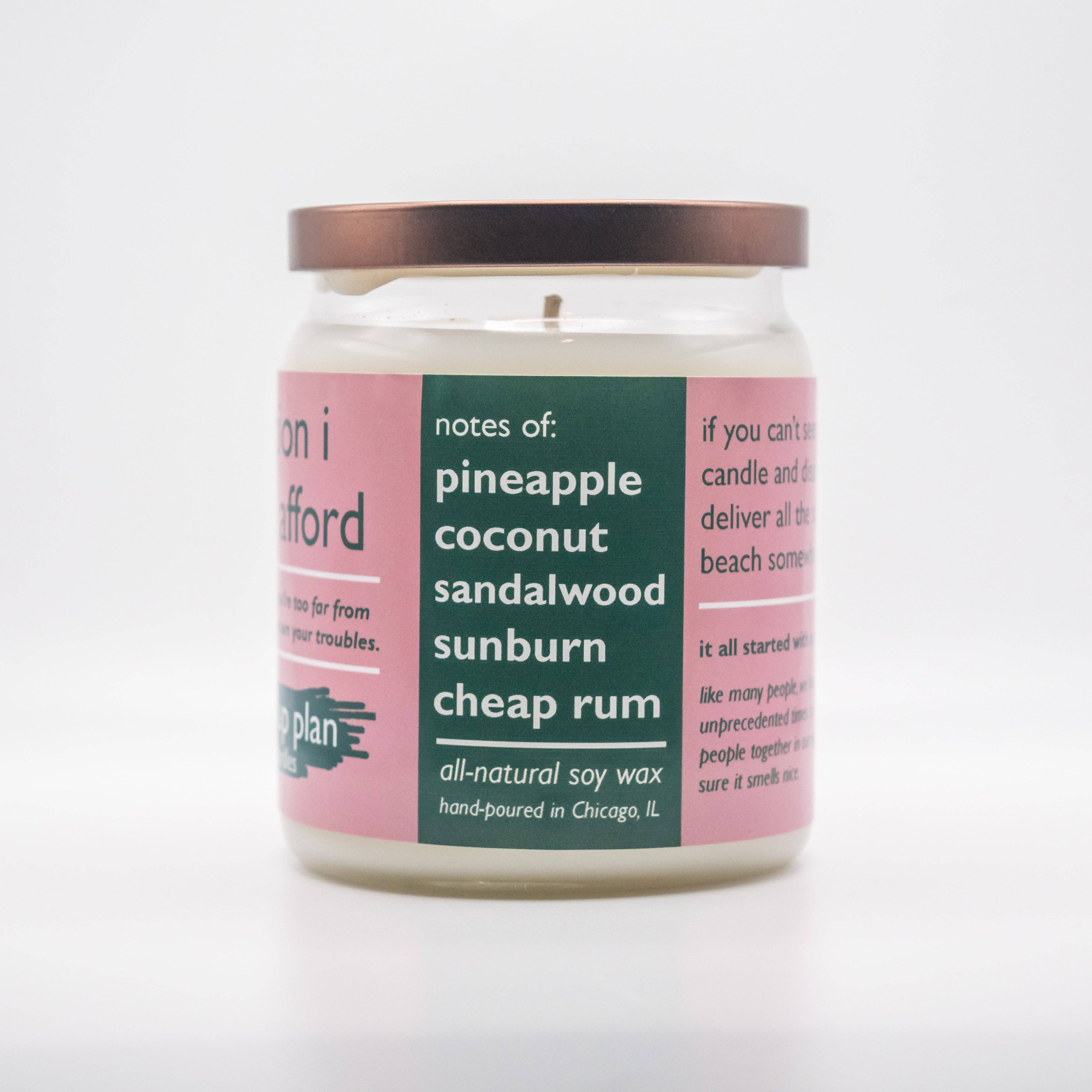 Backup Plan Candles - Wholesale Jar/Filled Candle - vacation i can't afford1