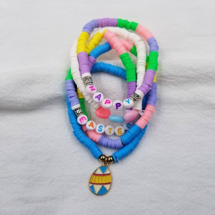 Braccialetto con Perline Heishi a Forma di Uovo e Cuore per Pasqua Felice per la vendita all'ingrosso da parte di ENA Jewelry