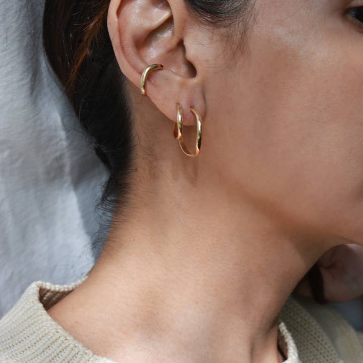 Gem & Blue - Wholesale Hoop Earrings - Gold Heli Hoops2