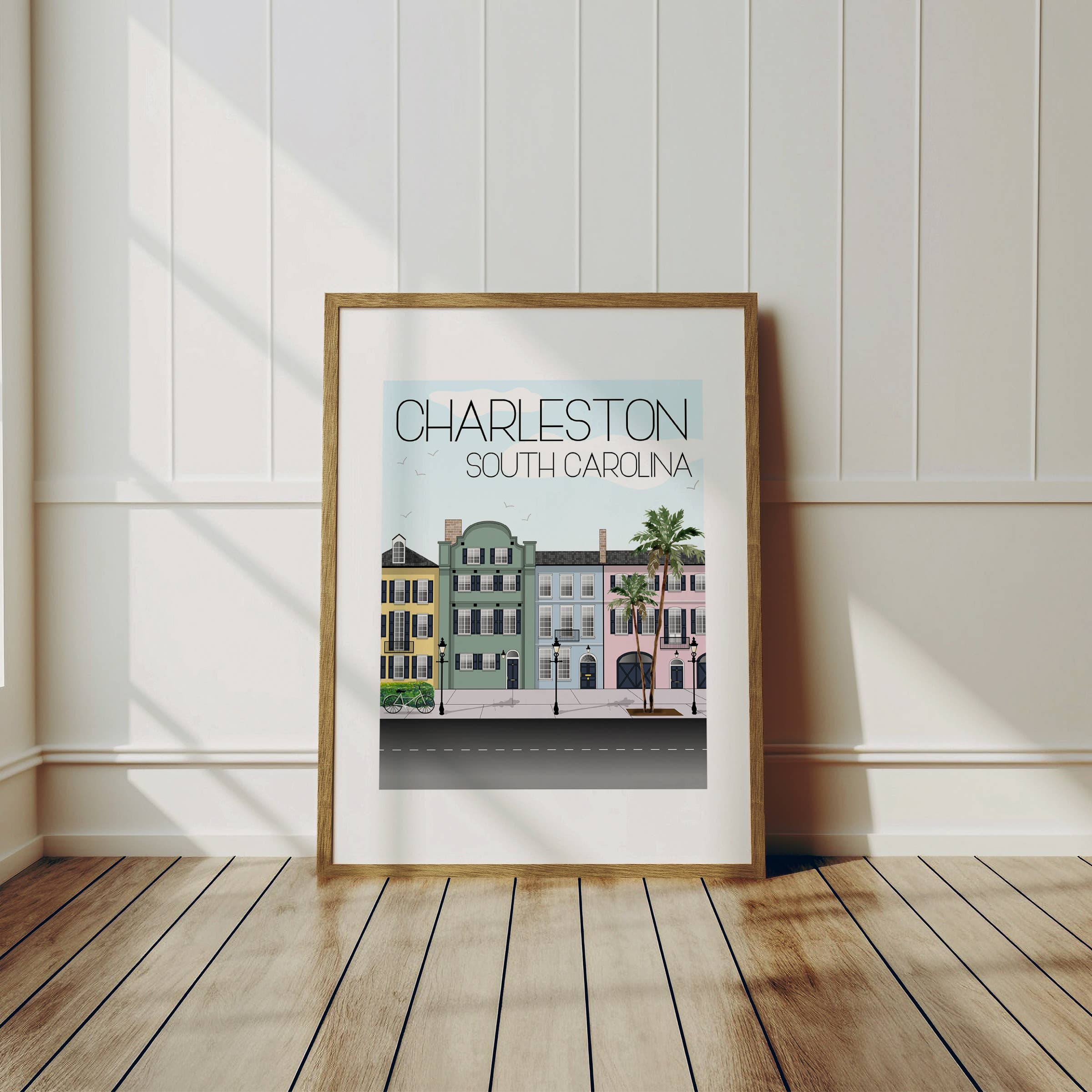 Fox Burrow Designs - Wholesale Art Print - South Carolina Travel Art Print - Charleston Rainbow Row1