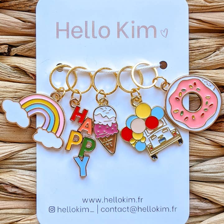 Hello Kim - Kim Chui - Wholesale Knitting/Crochet Supplies - happy marker rings1