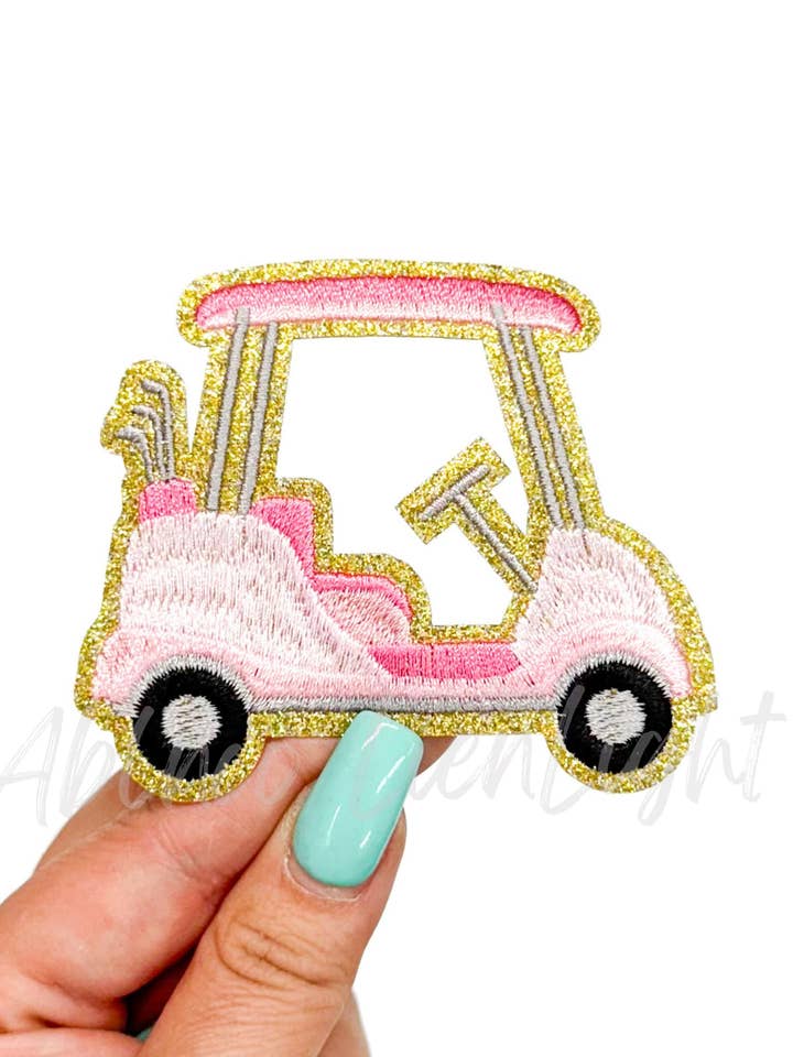 trucker hat patches 3” preppy pink golf cart patch iron on for wholesale by ABLNco