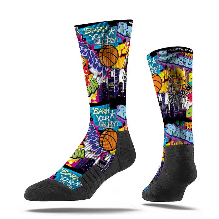 Meias de basquete Graffiti Crew - adulto e infantil por atacado de Hoop 'Til It Hurts!