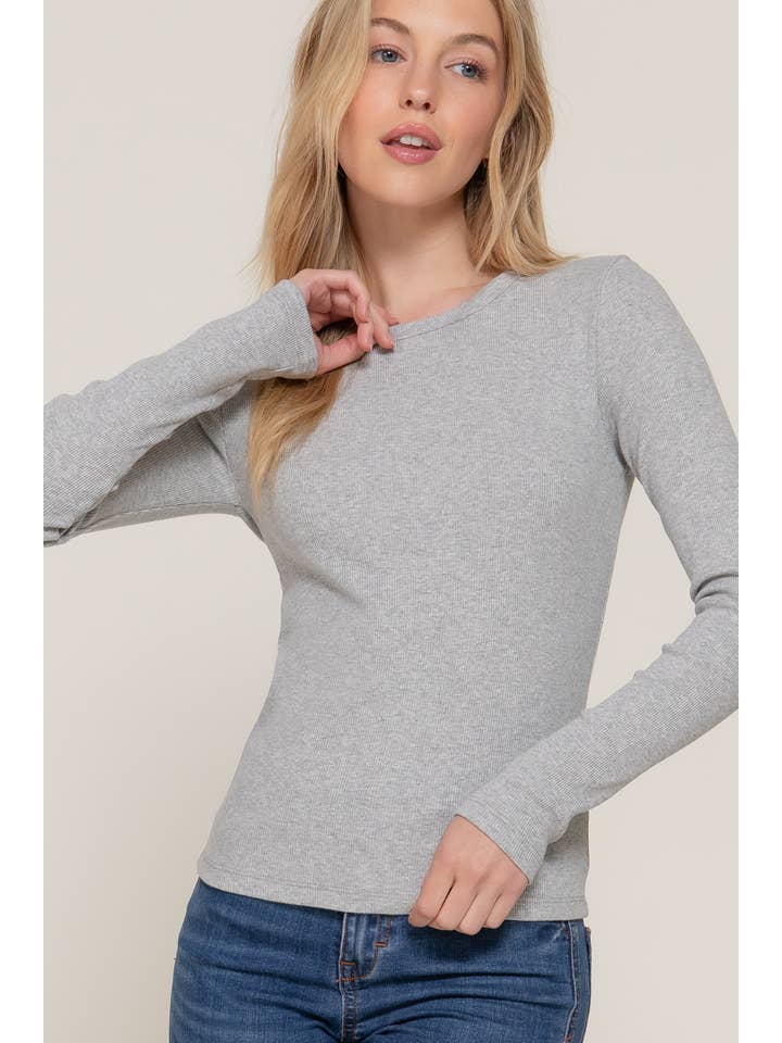 Active Basic | Active USA - Wholesale Knit Top - Women's - Long Sleeve Crew Knit Rib Tee