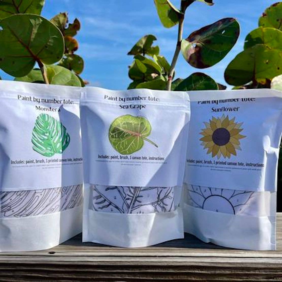 Green Stitches - Wholesale DIY Craft Kit - Monstera paint-by-number tote kit2