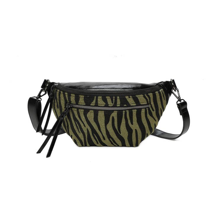 INES DELAURE - Wholesale Messenger Bag - Women's - Bi-material banana, different prints2