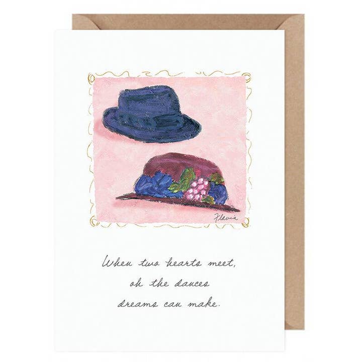 Quand les cœurs rencontrent... Flavia Carte par Flavia Weedn 100% Coton Fabriqué en Suisse 0003-2168 pour la vente par Flavia Art Studios