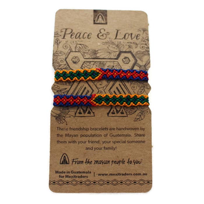 Mexitraders - Wholesale Woven/braided bracelet - Peace & Love Cotton Bracelets on Card - Refill stock1