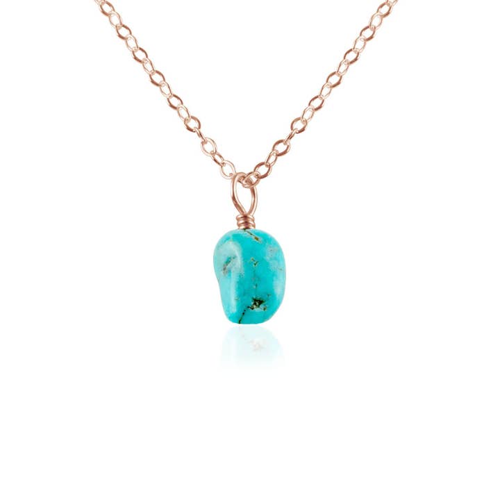 Luna Tide - Wholesale Pendant/charm necklace - Tiny Raw Turquoise Pendant Necklace4