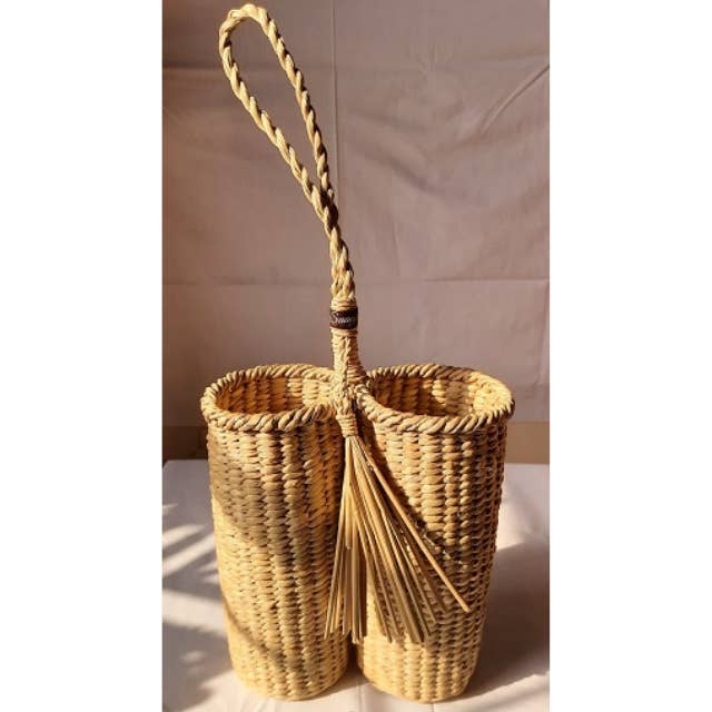 Saanjh Wicker Handvävd Boho Style Vinflaskhållare för wholesale av Saanjh