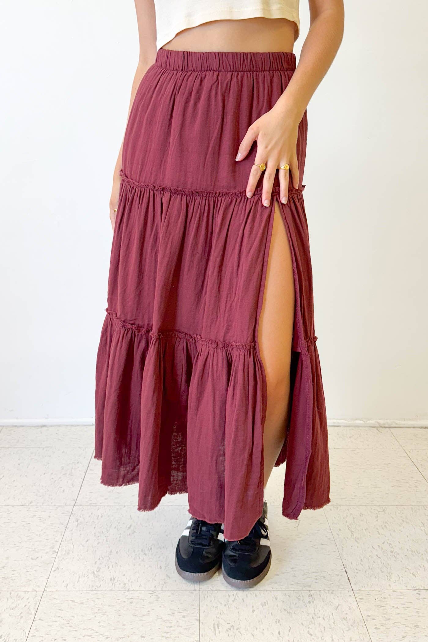 Nectar Clothing – Großhandel Rock – Damen – Maxirock mit Schlitz und Stufen14