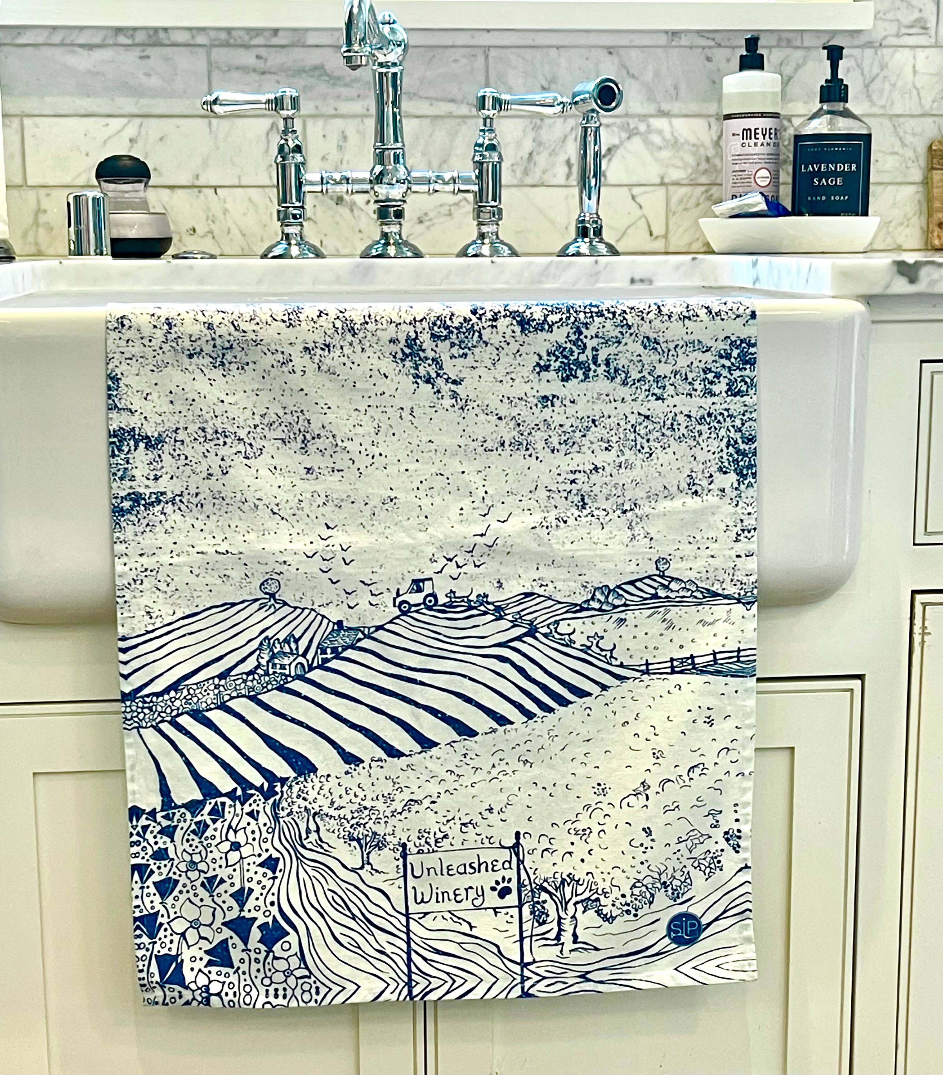 SIP - Wholesale Tea Towel - "Vineyard Dogs" Kitchen Towel4