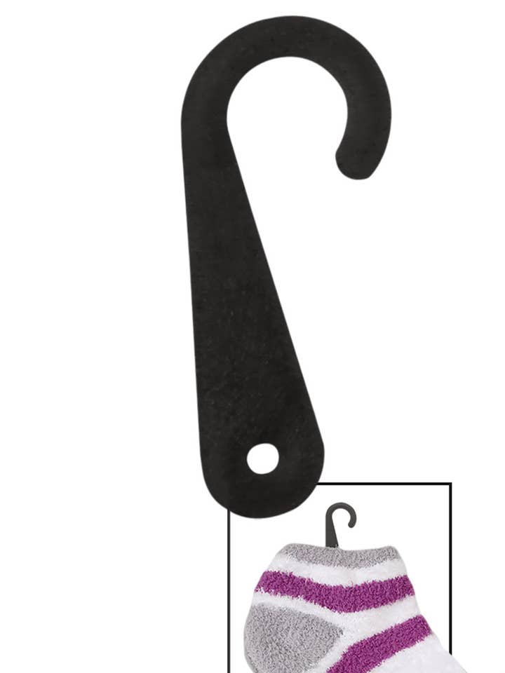Black Plastic Sock Hanger Hook - Pack of 200 for wholesale by Store Supply Warehouse