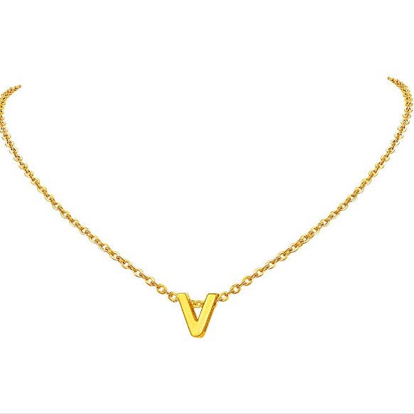 Gemscape UK – wholesale Pendant/charm necklace – Simple Gold Initial Alphabet Pendant Jewellery Necklace24