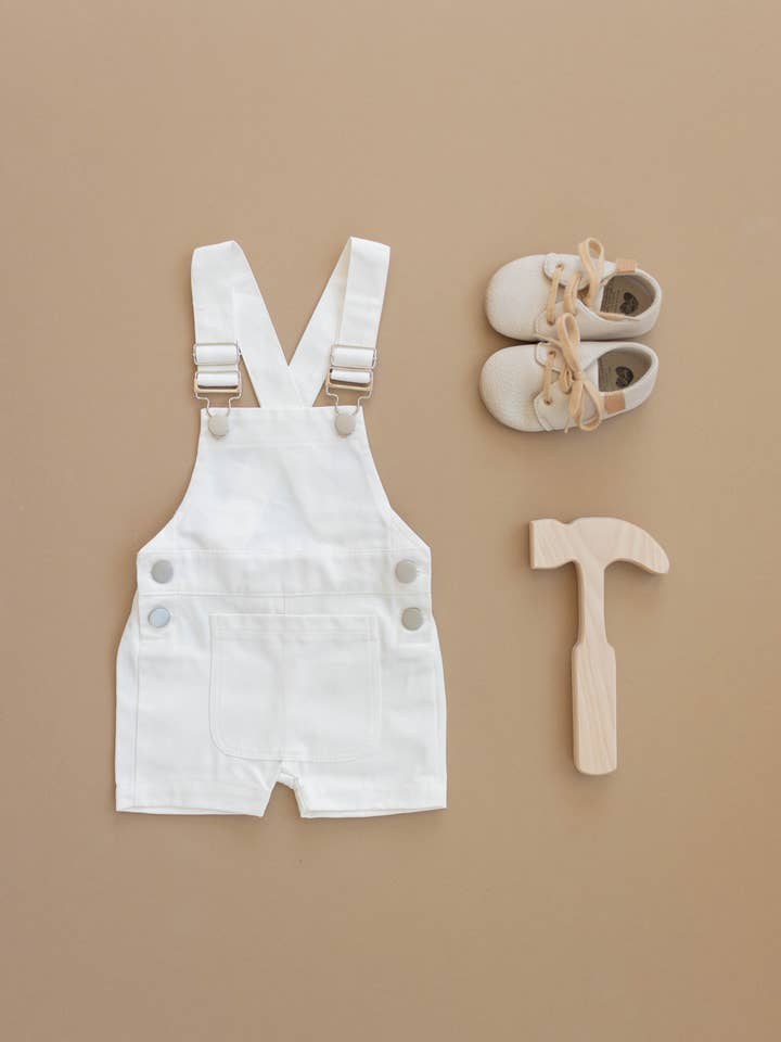 Denin Short Overalls in Marshmallow for wholesale on Faire10