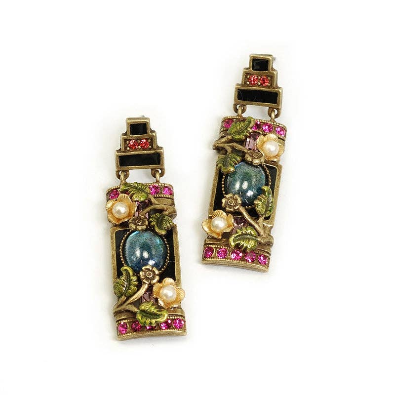 Sweet Romance Jewelry - Wholesale Dangle Earrings - Art Deco Chinese Rose Screen Vintage Earrings E11991