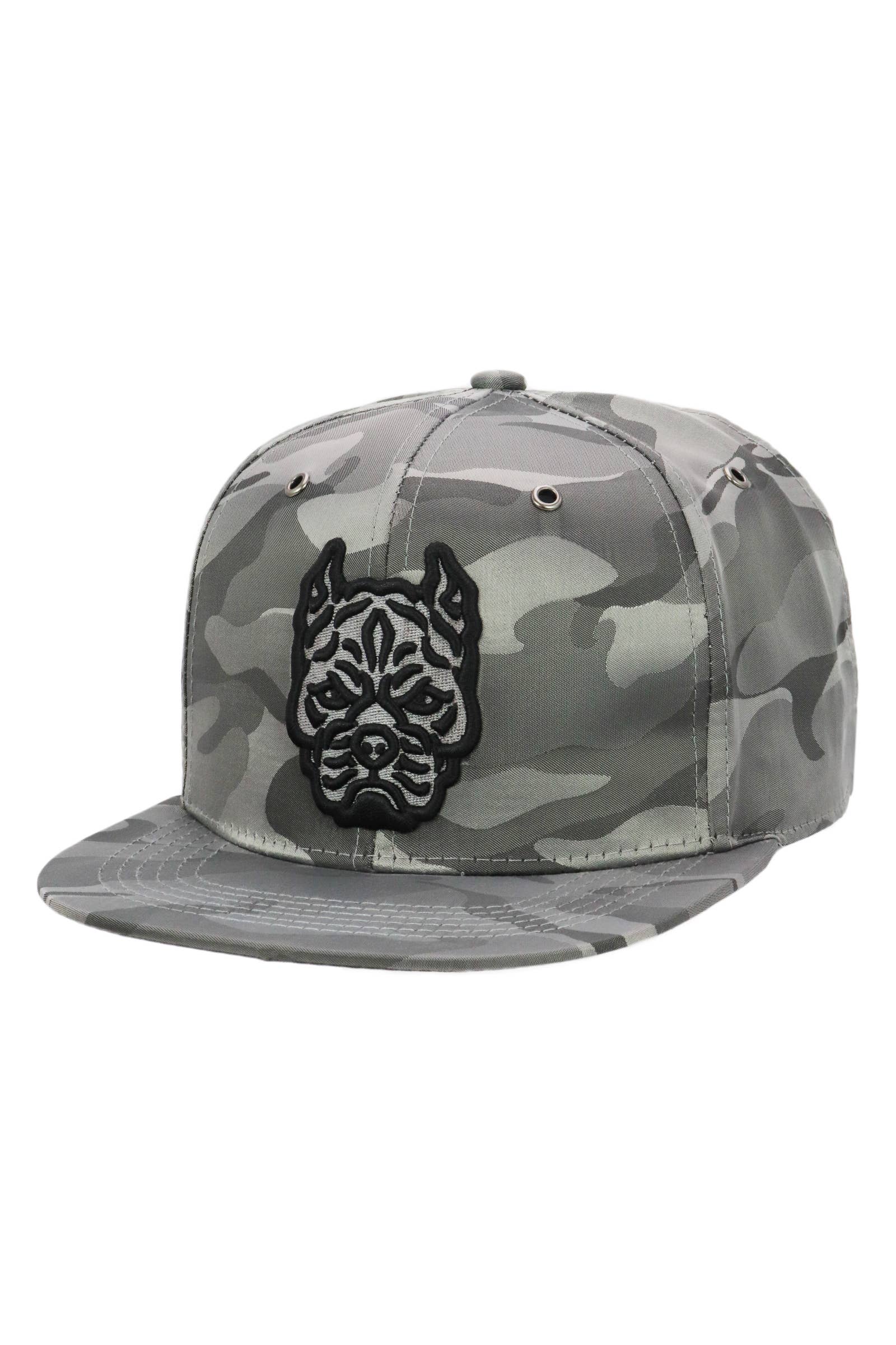 Cap Zone - Wholesale Flat Brim Cap - Unisex - Pitbull Dog Nylon Camo Flat Bill Snapback3