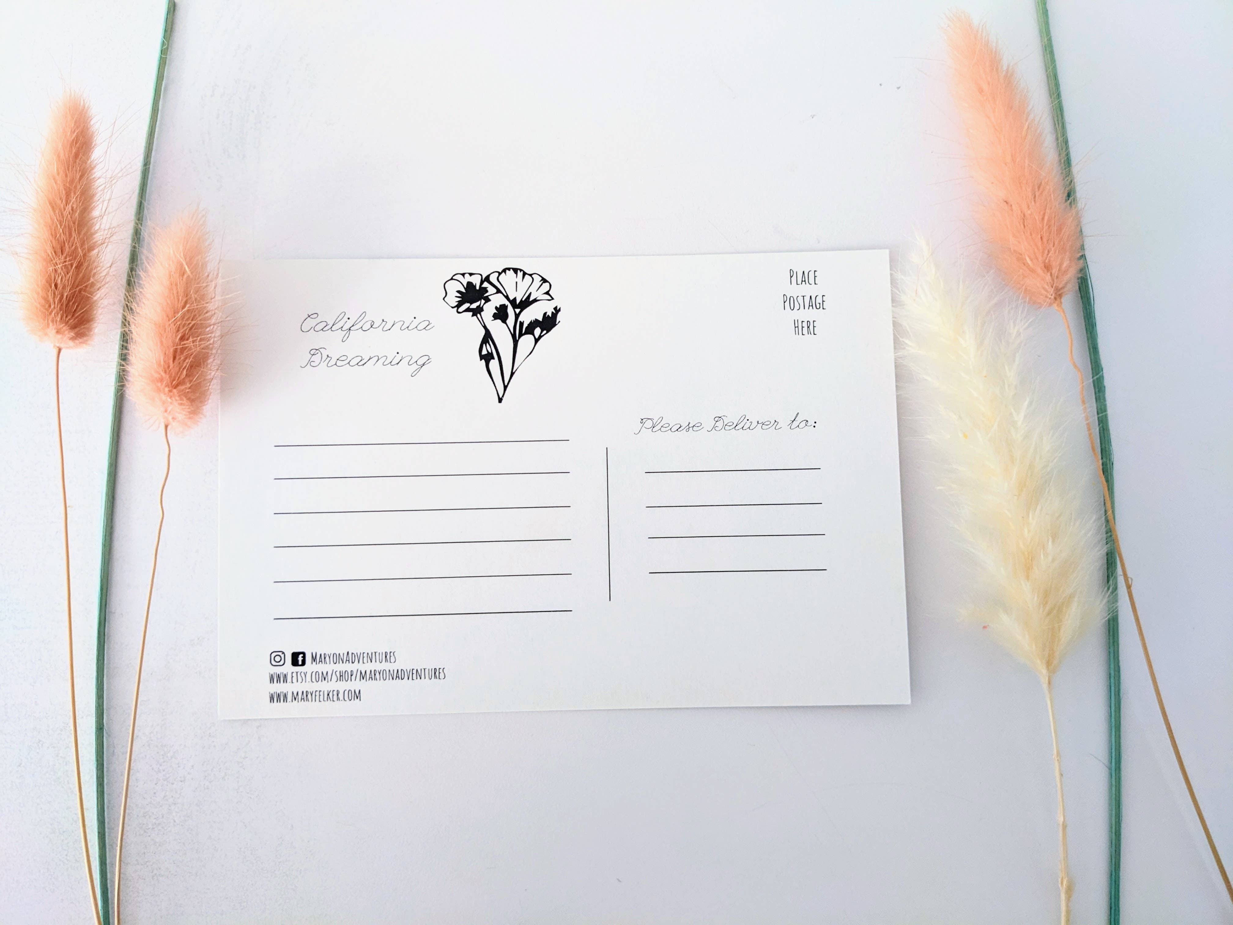 Mary Felker Art and Design - Wholesale Postcard - California postcard, California Souviner, California map art5