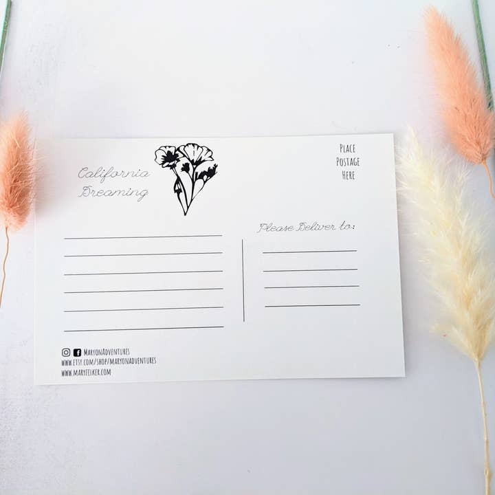 Mary Felker Art and Design - Wholesale Postcard - California postcard, California Souviner, California map art5