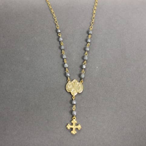 Weisinger Designs - Vendita all'ingrosso Collana con ciondolo/pendaglio - N105G - Collana con medaglia religiosa in oro0