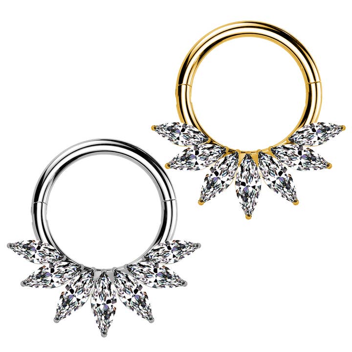 Awaken - Wholesale Single Earring - Clicker Circle Piercing with Seven Crystals2