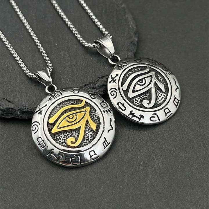 GemMeet - Venta al por mayor Collares con colgantes/abalorios - Collar con colgante vintage de ojo de Horus del antiguo Egipto
