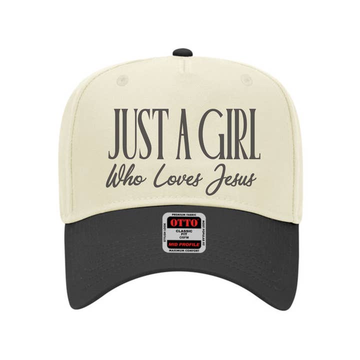 Just a Girl Who Loves Jesus Trucker Hat for wholesale by Hey Jude Graphic Tees