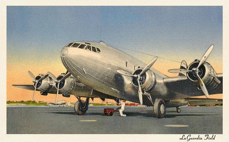 Found Image Press - Wholesale Art Print - Art Print AV-277 Propeller Airplane at LaGuardia Field