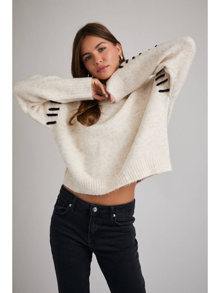 LE LIS - Wholesale Knit Sweater - Women's - STITCH DETAIL SWEATER TOP