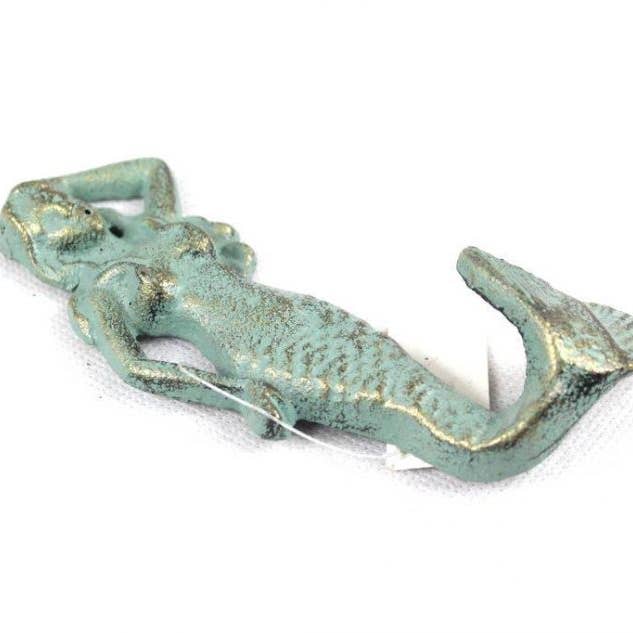 Hampton Ironworks - Wholesale Wall Hook - Antique Bronze Cast Iron Mermaid Hook 6"1