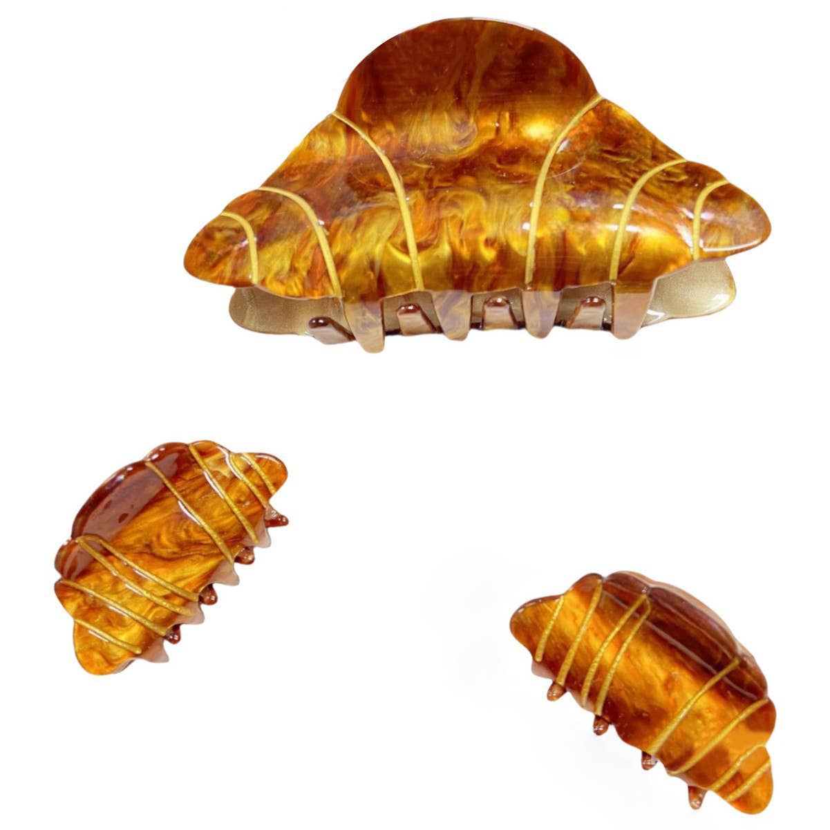 SoapElenGlen - Wholesale Hair Clip - Women's - Amber Croissant Hair Clip,  Pastry Inspired Hair Accessories0