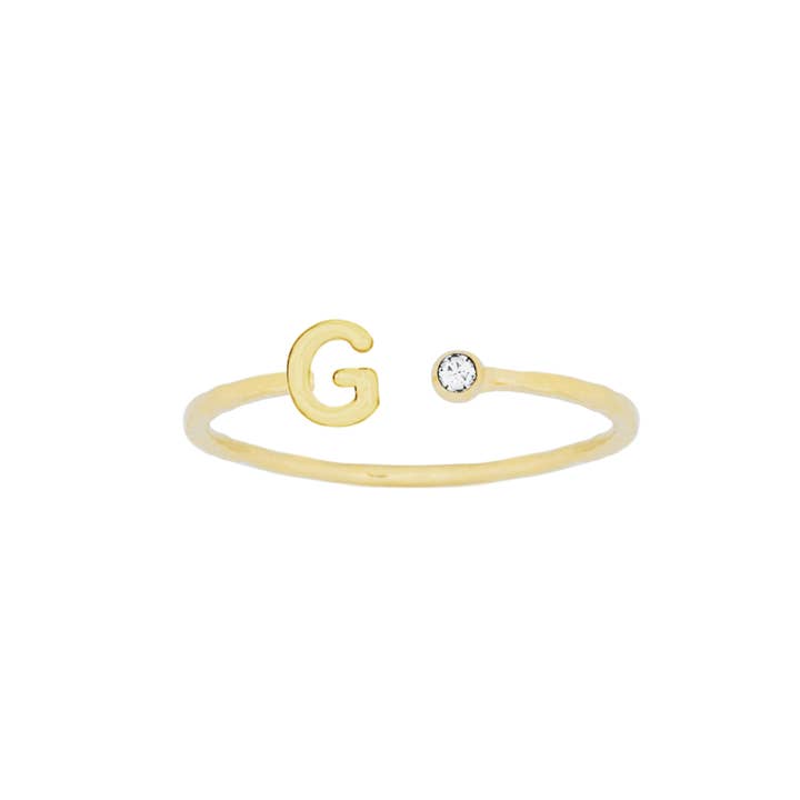 Katie Dean - Wholesale Band/Stacked Ring - 18K Gold Plated, Size 6 Initial Ring1