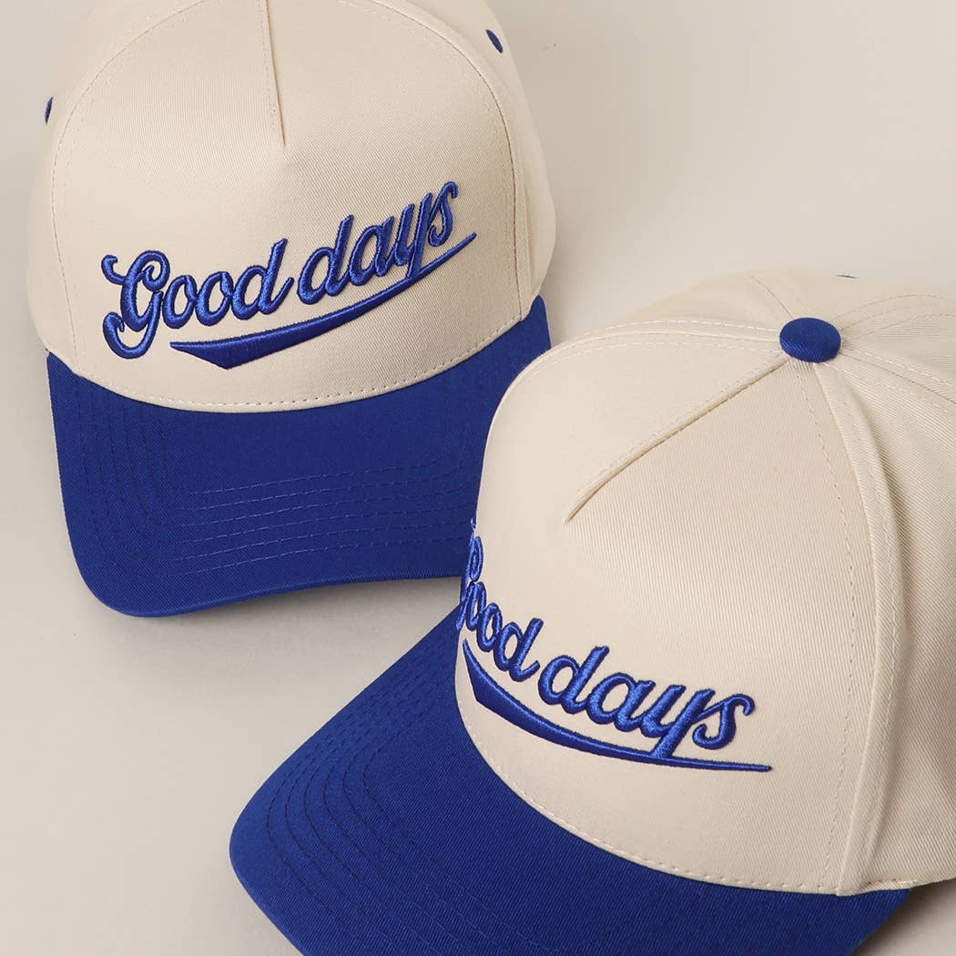 BLUE GOOD DAYS Embroidered  Canvas Two-Tone Trucker Hat for wholesale on Faire1