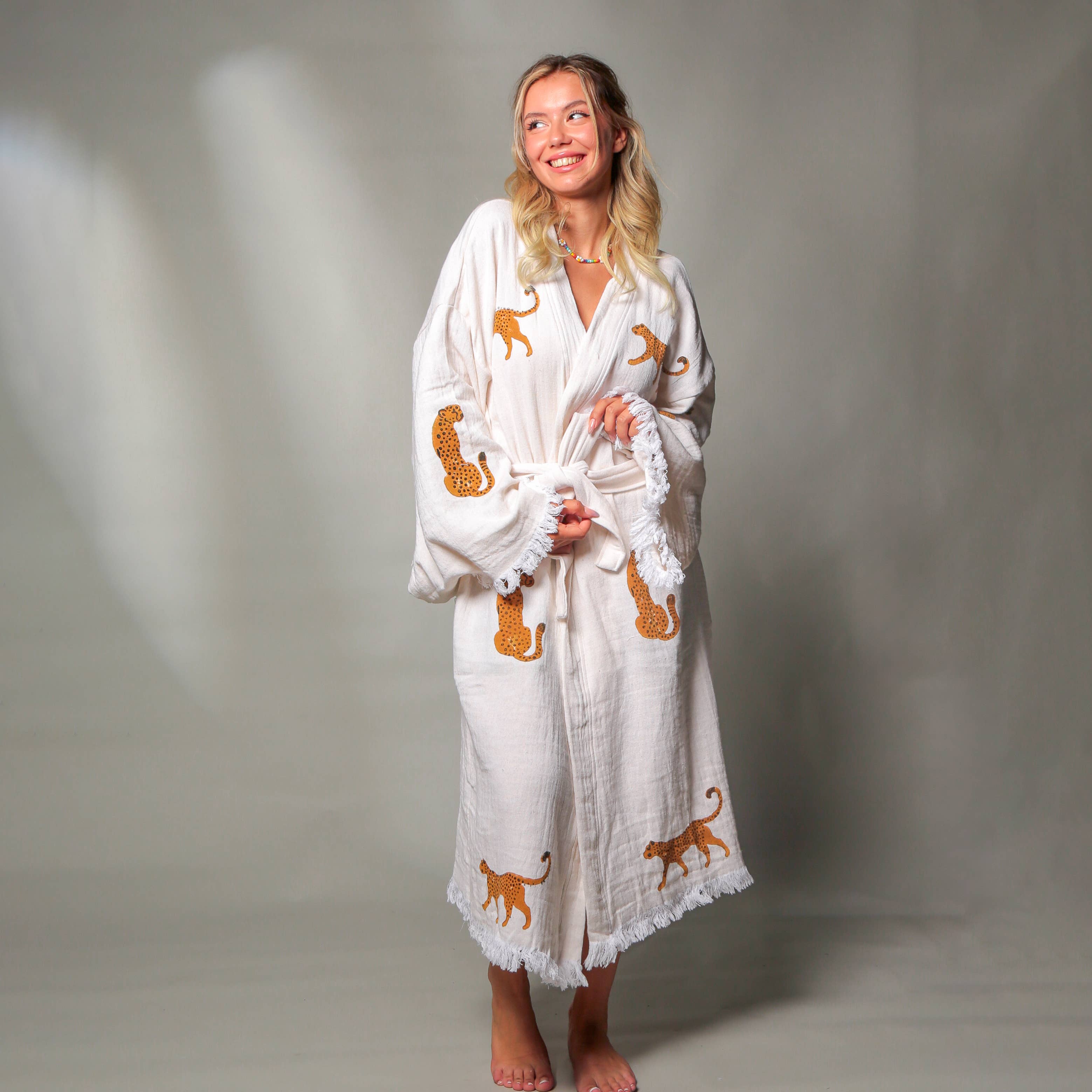 Moa - Vente Kimono – femme - Robe kimono noire Tiger en coton biologique12