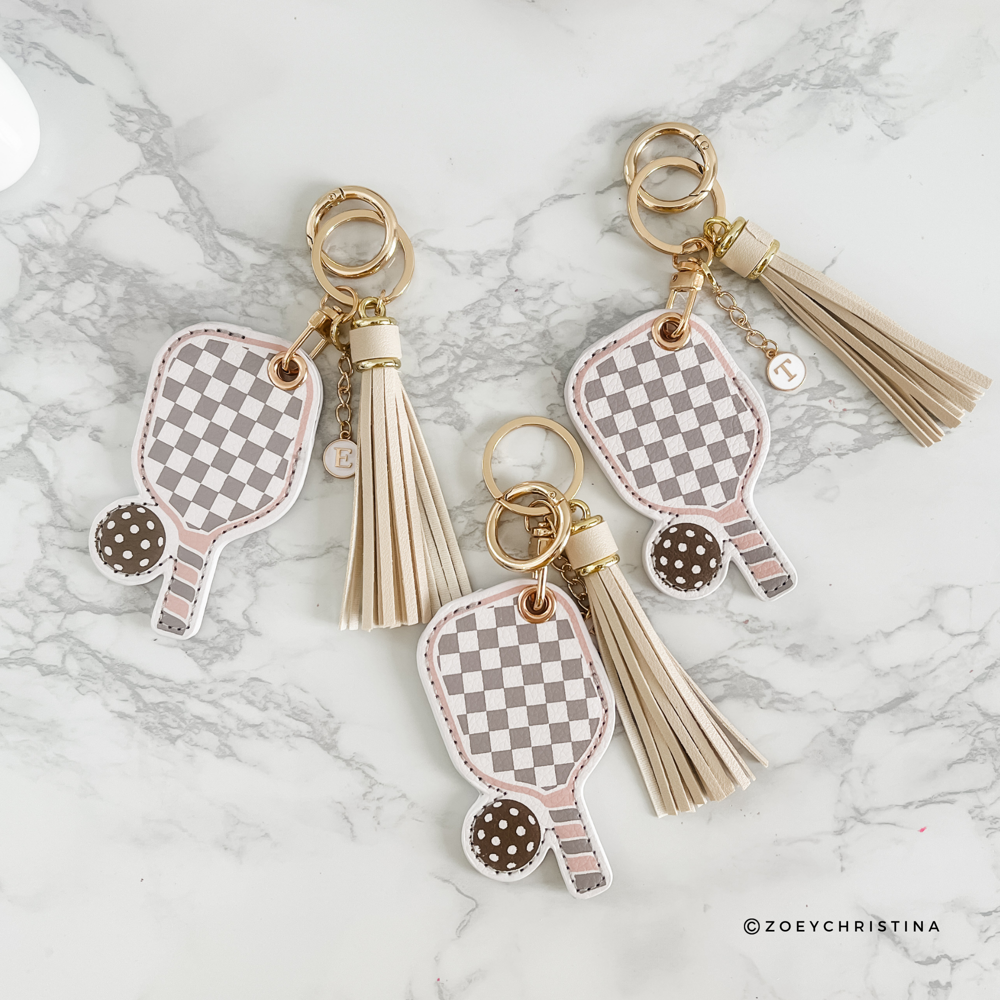 Zoey Christina - Wholesale Keychain - Women's - Pickleball Keychain – Neutral Colors with Optional Wristlet3