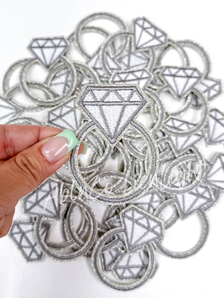 trucker hat patches 3” diamond engagement ring patch iron on for wholesale by ABLNco