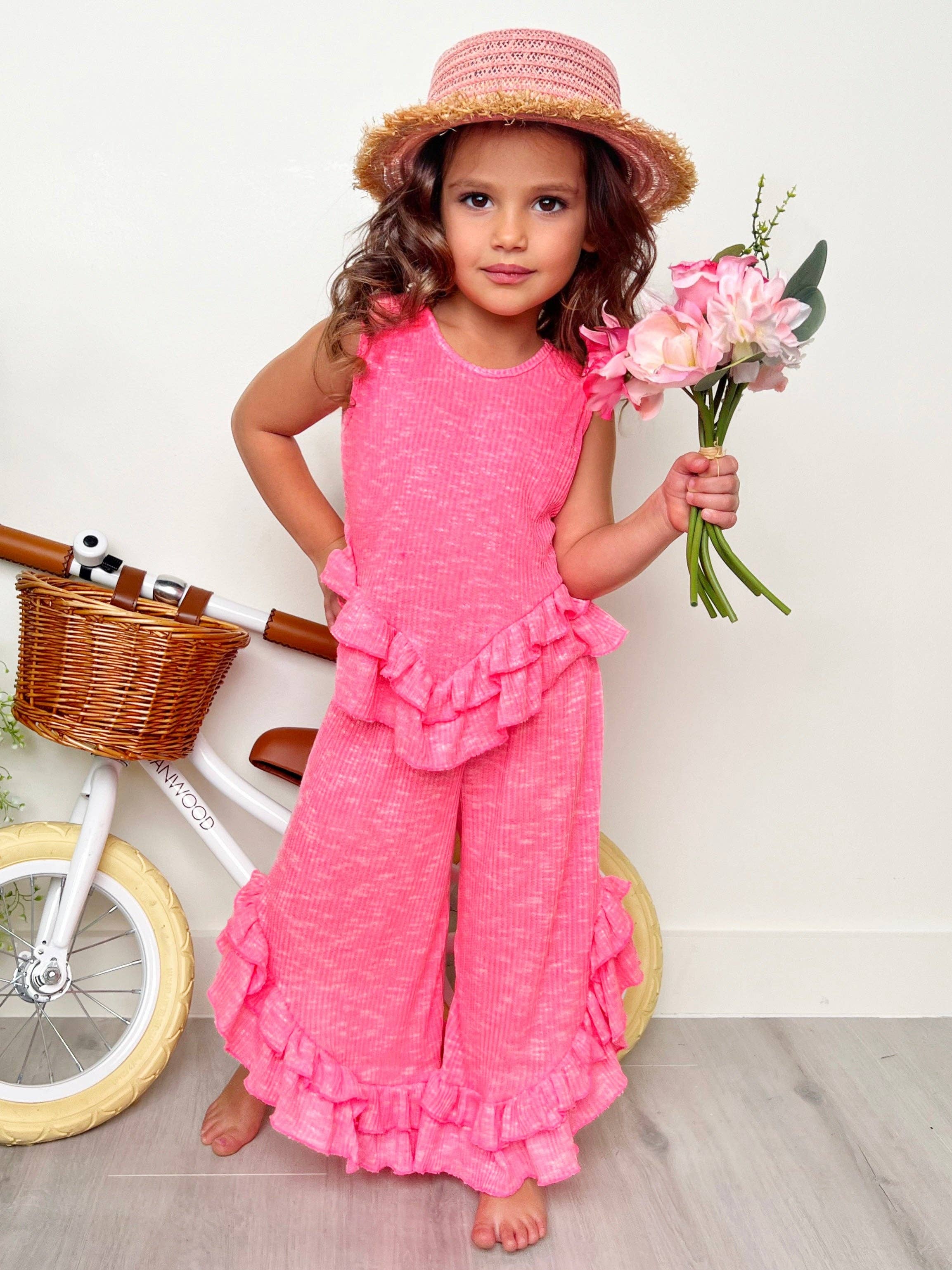 Rosa Set di pantaloni con volant Sway My Way in vendita all'ingrosso su Faire3