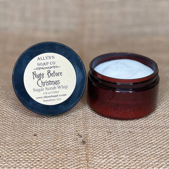 Night Before Christmas Sugar Scrub Whip for wholesale by Allyn’s Soap Co.