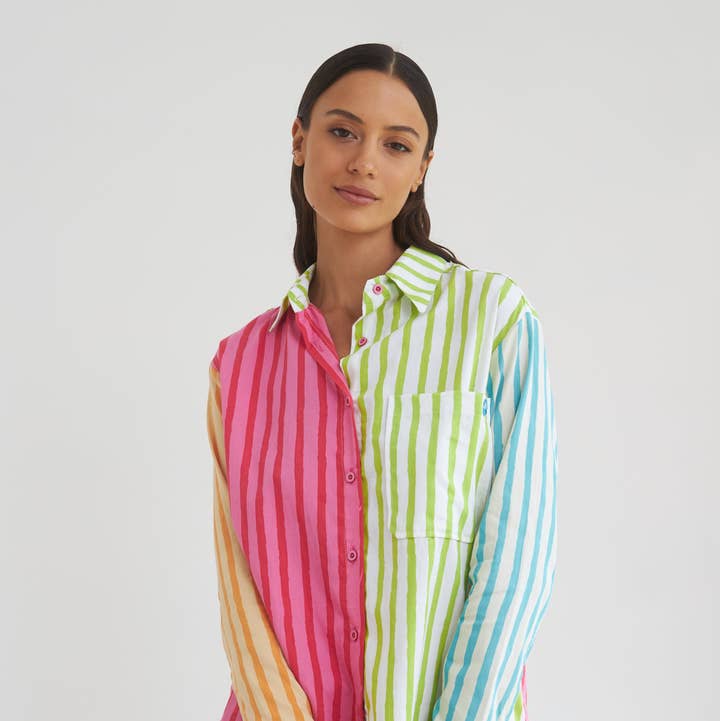 THE SUNNY SIDE UP SHIRT - MULTI COLOUR STRIPES for wholesale by State of Georgia