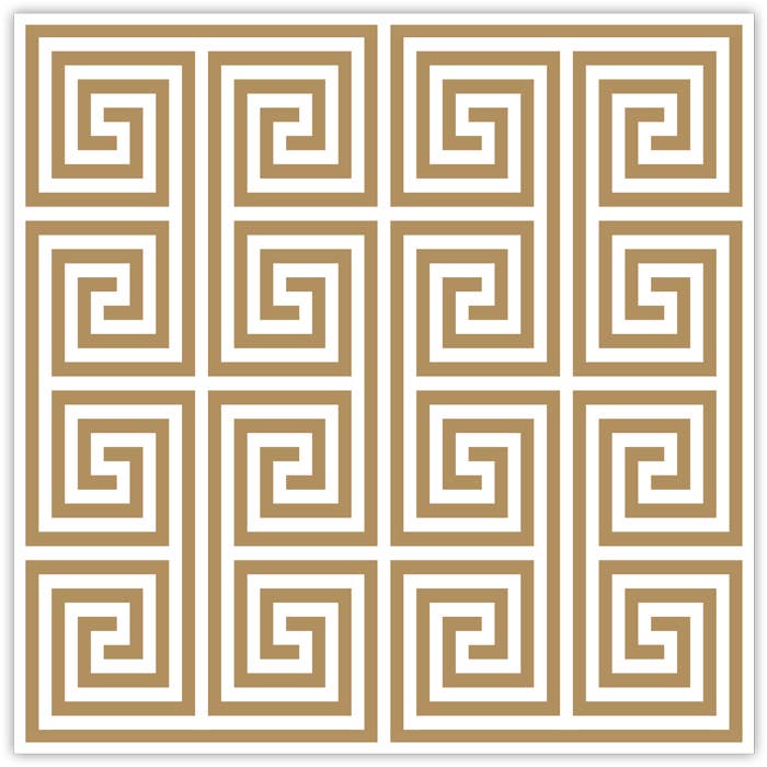 Set de table carré doré à motif clé grecque pour la vente par RosanneBeck Collections