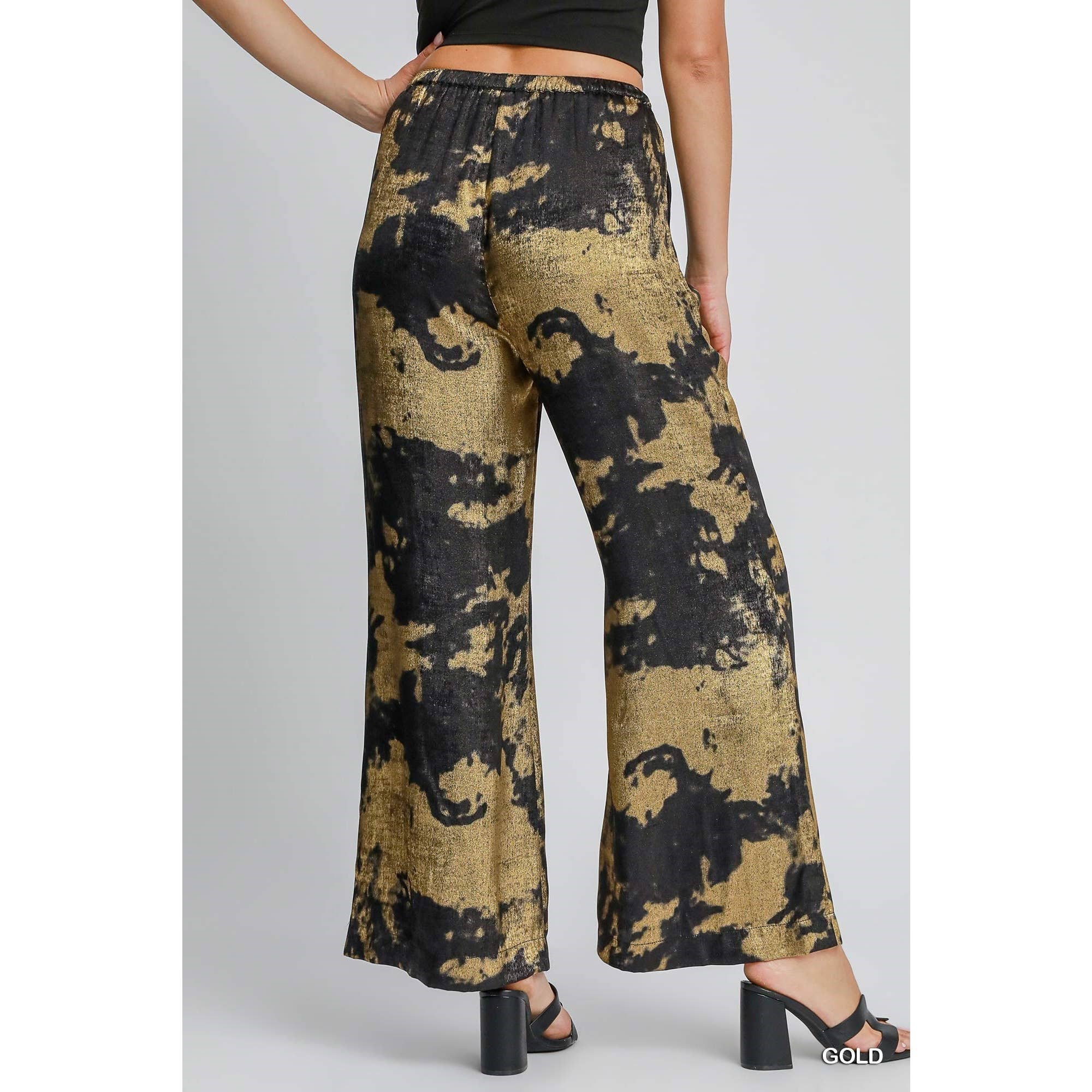 BNS - Wholesale Pants - Women's - Metallic Wide Leg Pants with Pockets n Drawstring2