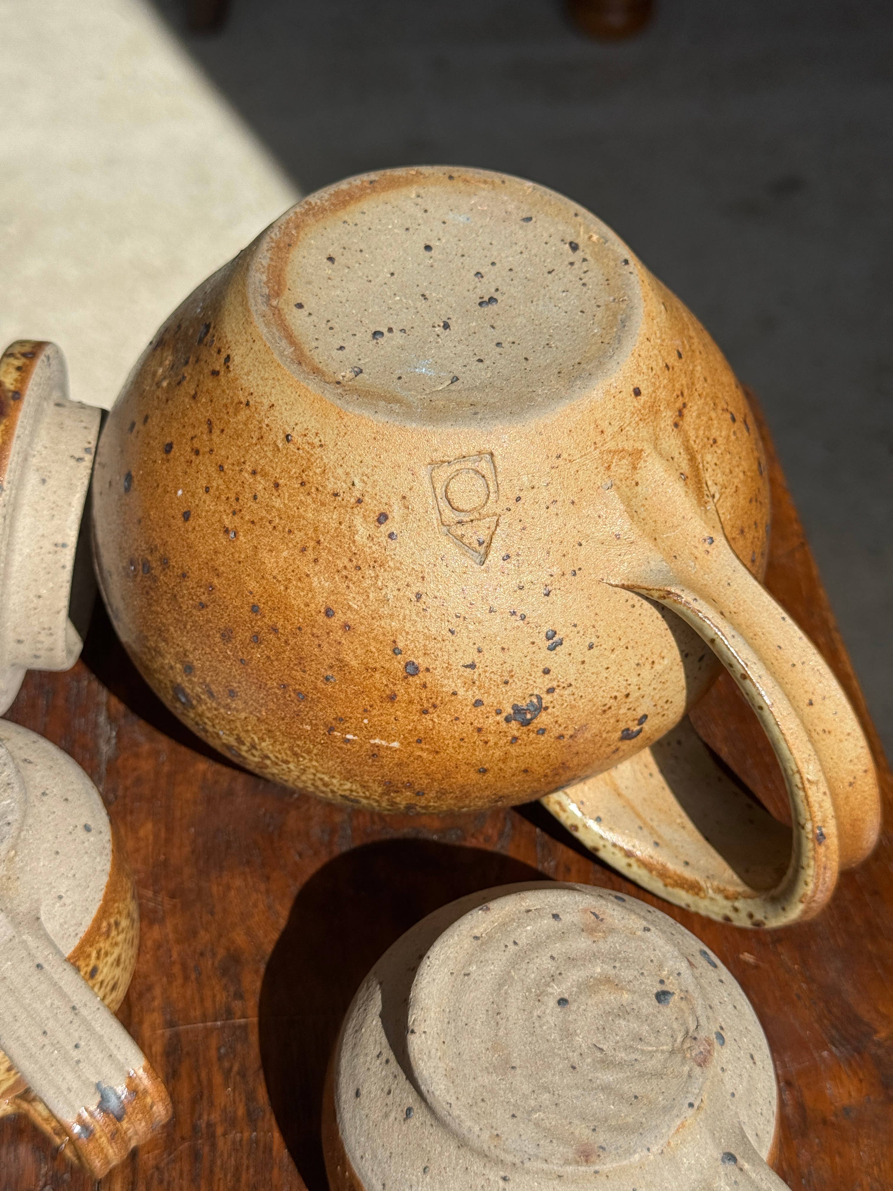 brown Small stoneware tea set with teapot, cups, sugar bowl for wholesale on Faire19