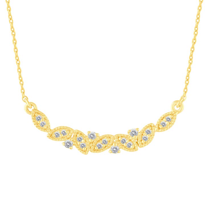 Fifth and Fine - Wholesale Pendant/Charm Necklace - 1/5 Cttw Diamond Mosaic Crescent Moon Smile Bar Pendant Neck